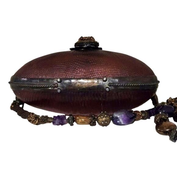 Maya Evangelista Hard Resin Cross Body Bag with Removable‎ Beaded Strap Vintage - Picture 6 of 15